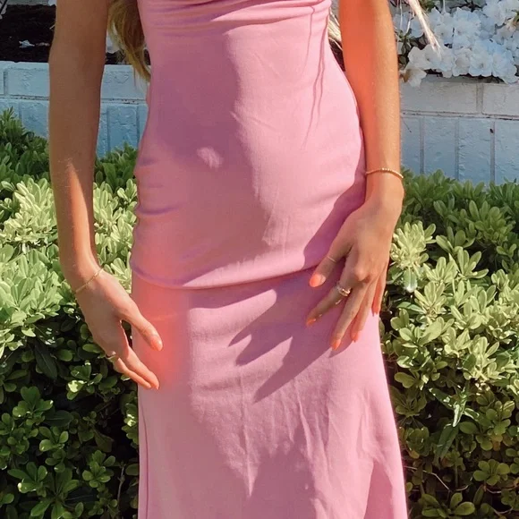 strapless open back dress Sustainable & Ethical Luxury Peachy-Pink Maxi Dress: the Sun Dance